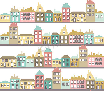 卡通城市住宅摄影照片_颜色的街道格局