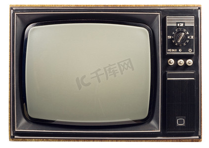 噪音简笔画摄影照片_旧的老式电视