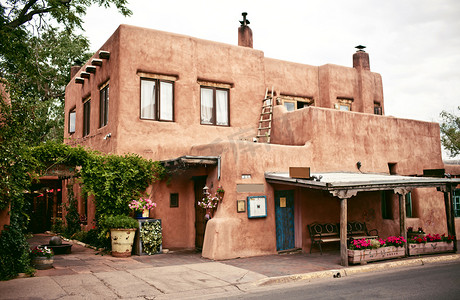 历史的 santa fe，新墨西哥的房子