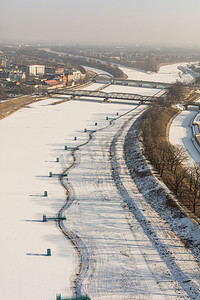 Odra 河在弗罗茨瓦夫的鸟瞰图