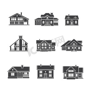 住宅图标摄影照片_房子图标集。房地产.