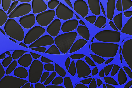在黑色背景上的抽象三维 voronoi 有机结构
