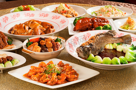 在亚洲的中国式节日财富午餐或晚餐自助餐