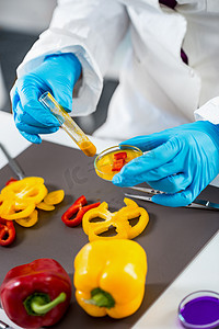 安全食品摄影照片_质量控制食品安全检验员在实验室工作