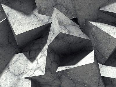 混凝土划痕摄影照片_抽象几何混凝土立方体