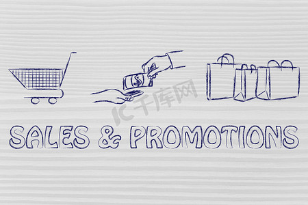 商场营销摄影照片_Sales & promotions illustration