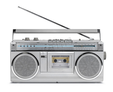 音乐卡带摄影照片_八十年代老式收音机卡带音乐播放器