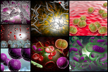 各种毒素摄影照片_细菌感染拼贴