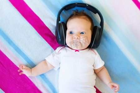 Baby listening to music