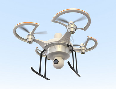 hexacopter摄影照片_空中无人机用相机在天空飞翔