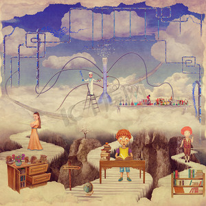 Illustration of Kids Playing in a  fantastic  Laboratory