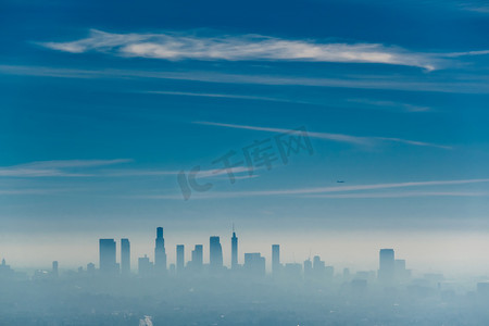 美国城市摄影照片_洛杉矶城市的天际线 