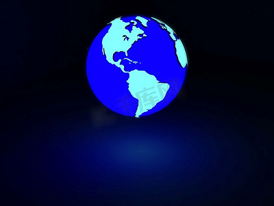 地图全球摄影照片_具有霓虹灯辉光的渲染地球