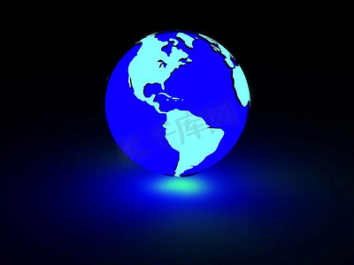 地图全球摄影照片_具有霓虹灯辉光的渲染地球