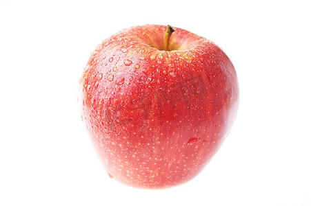 黄色底背景摄影照片_成熟可口的红苹果，白底分离