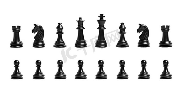 插图人物摄影照片_白色背景下孤立的国际象棋人物