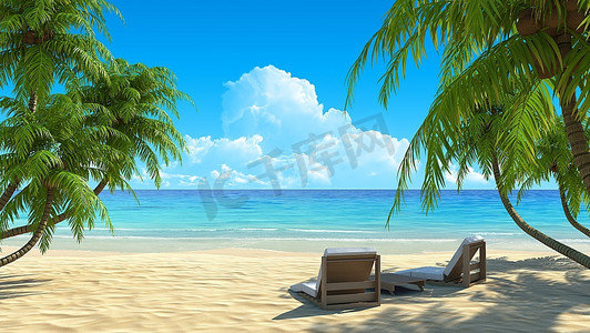 休闲假期摄影照片_白色、天空、椅子、蓝色