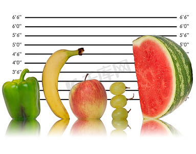 独特的创意形象水果排成一排警察身份证排成一排