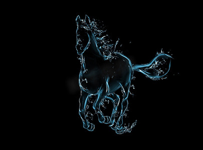 艺术马摄影照片_奔腾的马液作品--水滴运动的动物形象