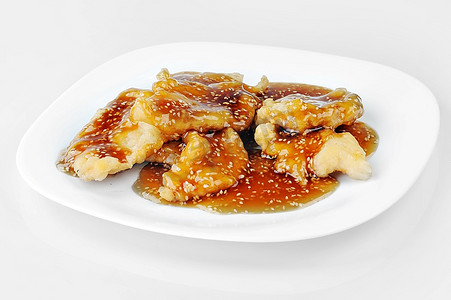 红油炸鸡。中国菜