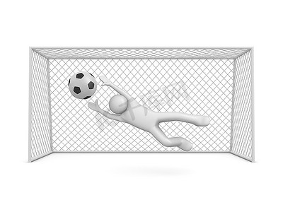 春天人物3d摄影照片_在足球中得分的机会(白色背景下的3D隔离运动人物系列)