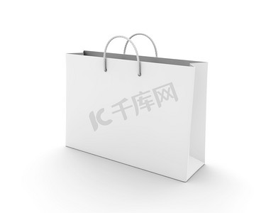 白色的空购物袋用于广告和品牌推广