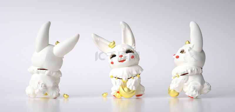 立体角色三视图兔子ip