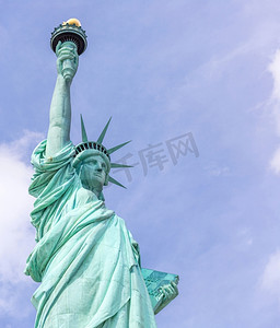 美国纽约市自由女神像全景