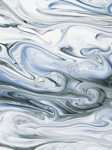 蓝色抽象艺术手绘背景, 液体丙烯酸画