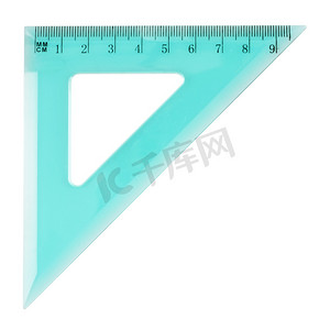 绿色几何商务摄影照片_厘米的三角尺