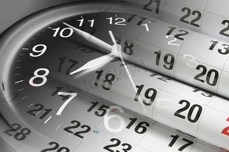 钟表数字摄影照片_页的日历和时钟