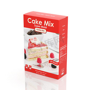 3d美食蛋糕摄影照片_3d 蛋糕纸包上白色孤立