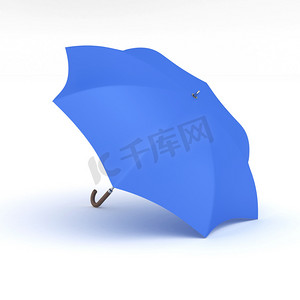 一片梧桐叶摄影照片_蓝色雨伞