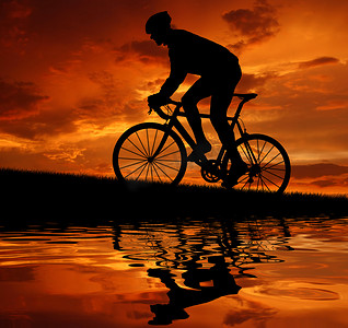 Silhouette of the cyclist