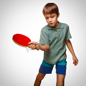 打正手的推男孩金发男子乒乓球儿童需要