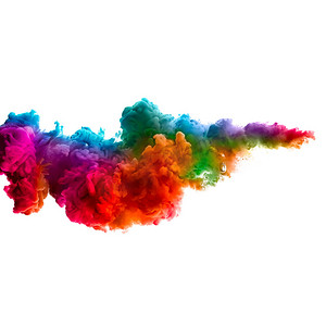 蓝色白色科技封面摄影照片_Rainbow of colors. Colorful Ink in Water. Color Explosion