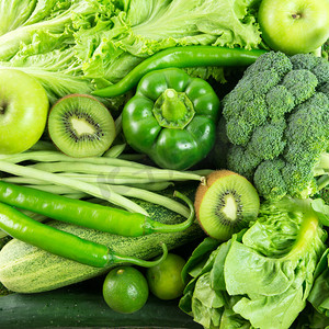 绿色的蔬菜和水果