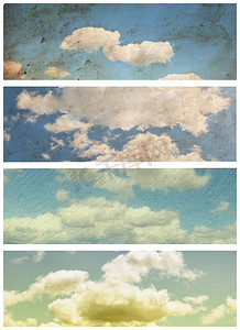敦煌飞天云纹摄影照片_蓝蓝的天空，云的复古形象.