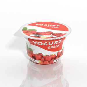 酸奶促销摄影照片_3d 酸奶塑料容器上白色孤立