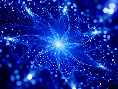 粒子科技背景摄影照片_神奇发光的星分形