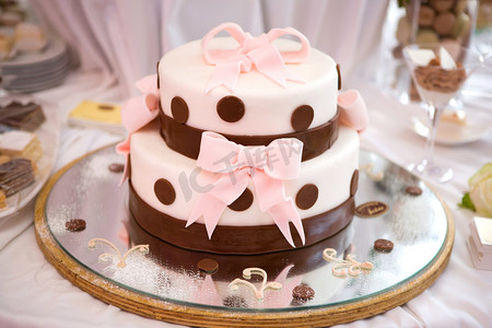 多层婚礼蛋糕摄影照片_婚礼蛋糕