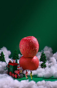 苹果平安夜圣诞节微观创意摄影图配图