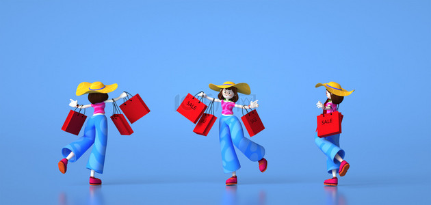 c4d立体海报三维立体兔子ip太空人科技蓝3d角色三视图星球卡通3d角