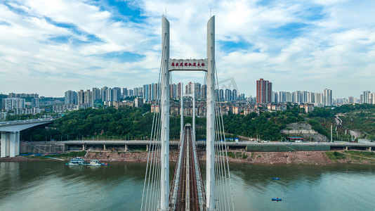 重庆桥梁图上午桥梁户外航拍摄影图配图