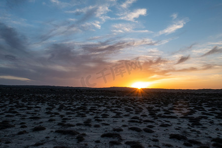 戈壁滩沙漠日落