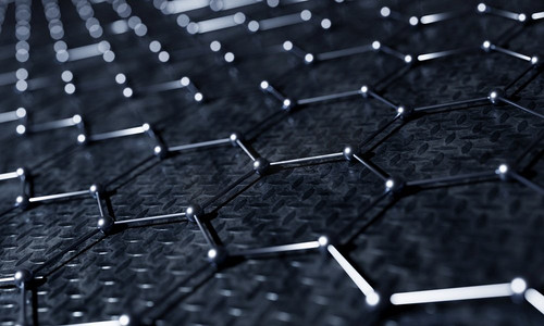 钢化六方结构联结网络背景。科学与商业的产业理念。3D插图渲染