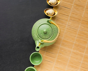 新年中国2021可爱的绿色茶壶杯