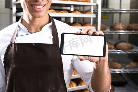 厨师展示屏幕手机
