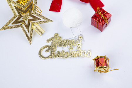 字母金色白底纯色玩具圣诞节星星平安夜