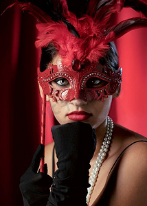 肖像神秘的女人与狂欢节面具5